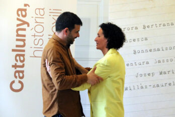 Ruben Wagensberg i Marta Rovira, en un acte sobre l'exili a Ginebra (fotografia: ACN).